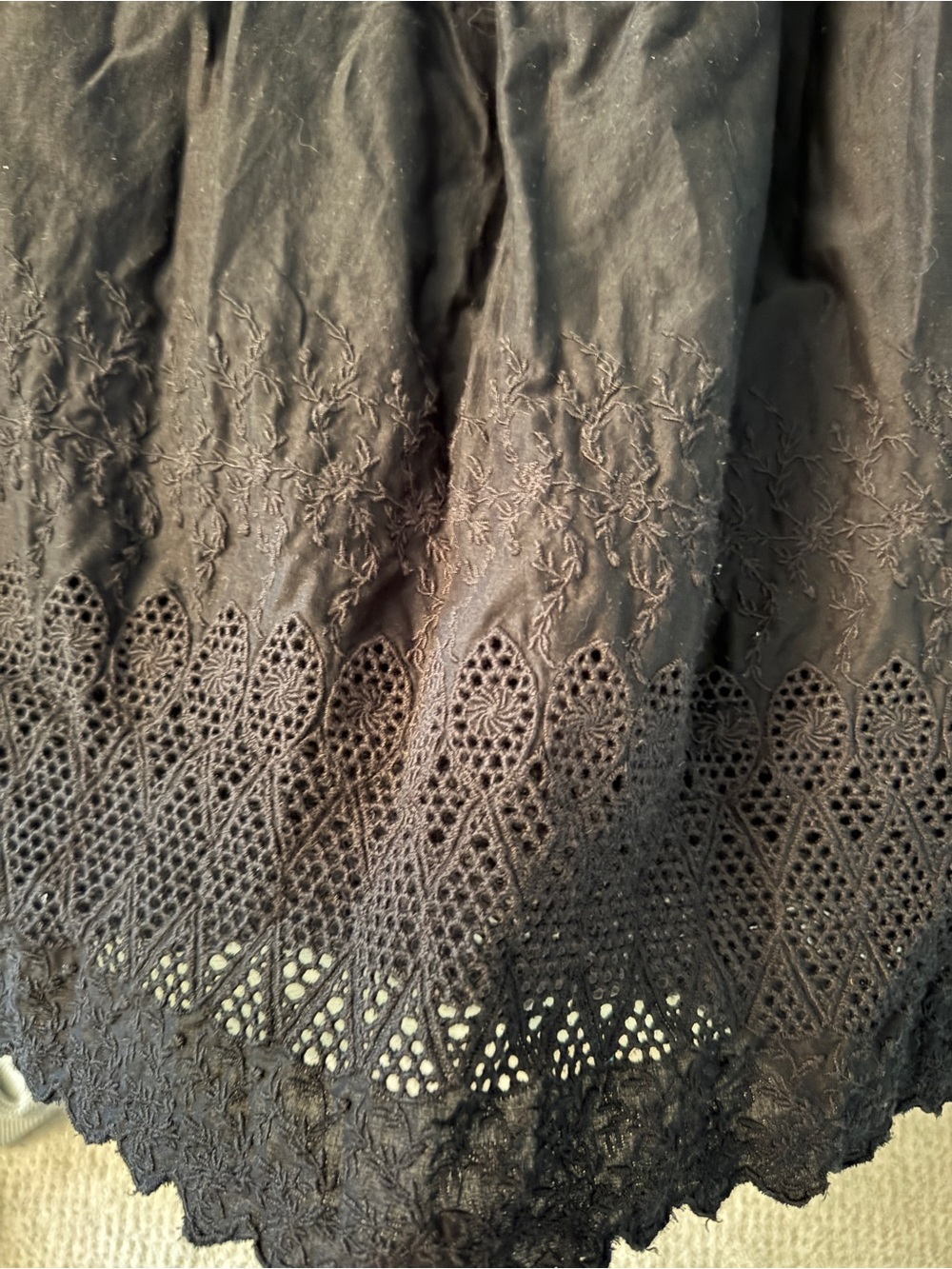 GAP Black Cotton Maxi Skirt with Eyelet Hem - Picture 3 of 6